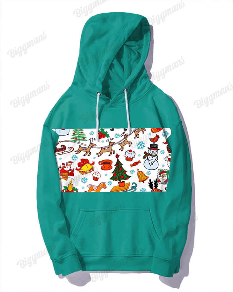 Couple Fashion Casual Plus Size Christmas Patchwork Printed Hoodie Suit