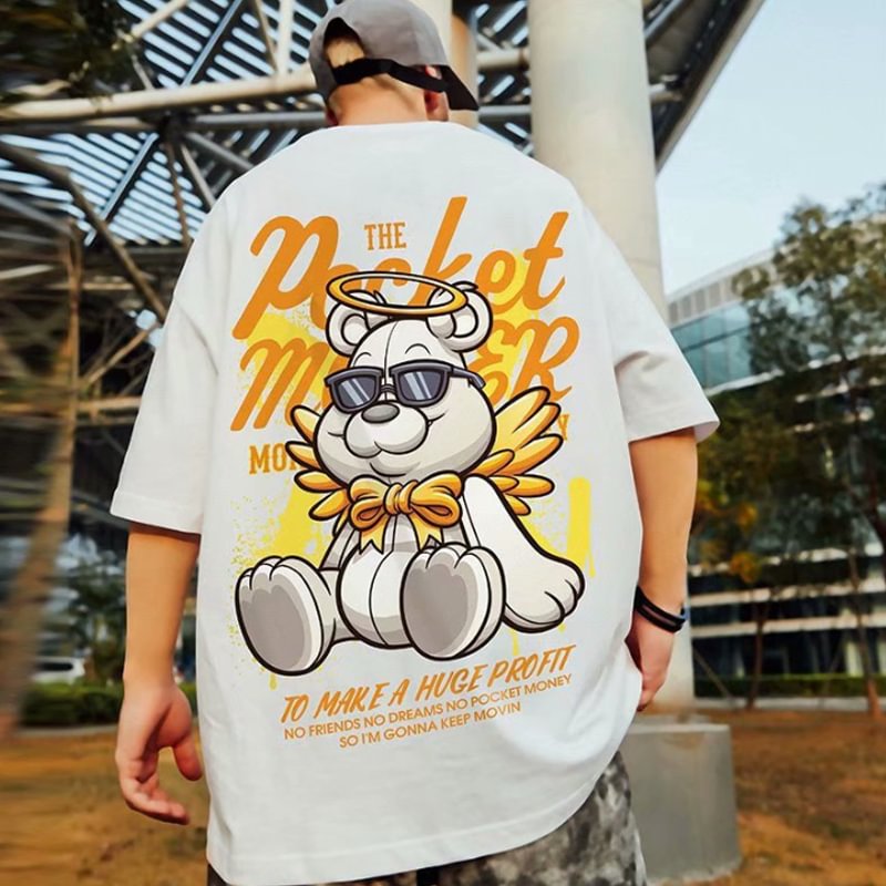 Casual bear print T-shirt