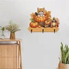 Wooden Halloween Pumpkin Cat 3 Hooks Diamond Painting Hook Rail DIY Crafts Decor
