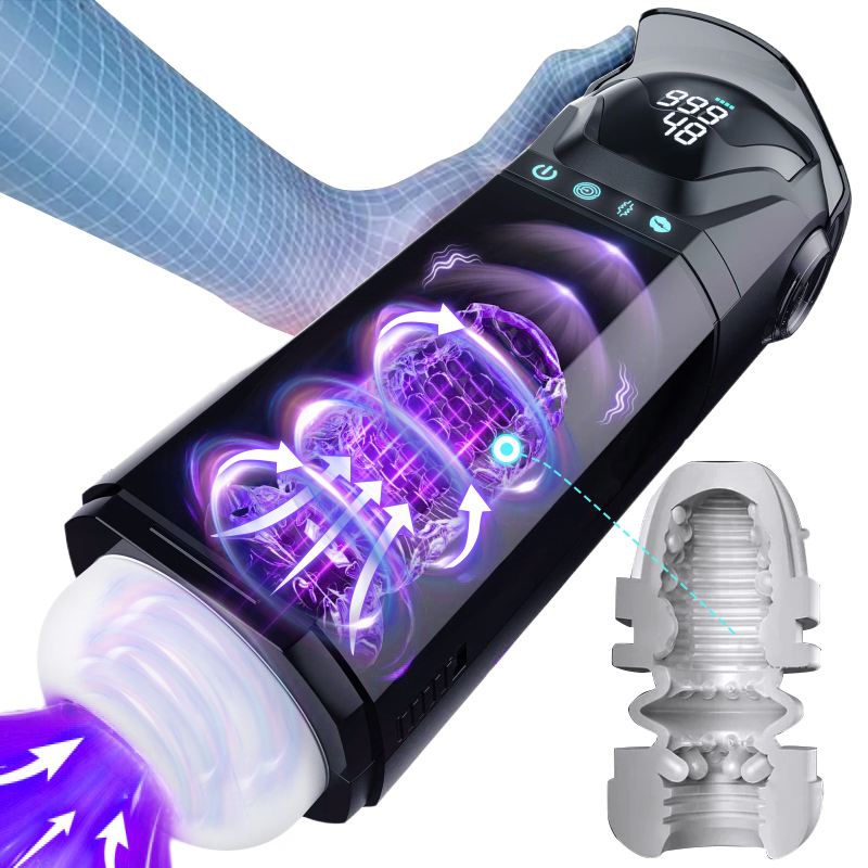 9 Sucking & 9 Thrusting & 9 Vibrating Male Masturbator Penis Pump - Rose Toy