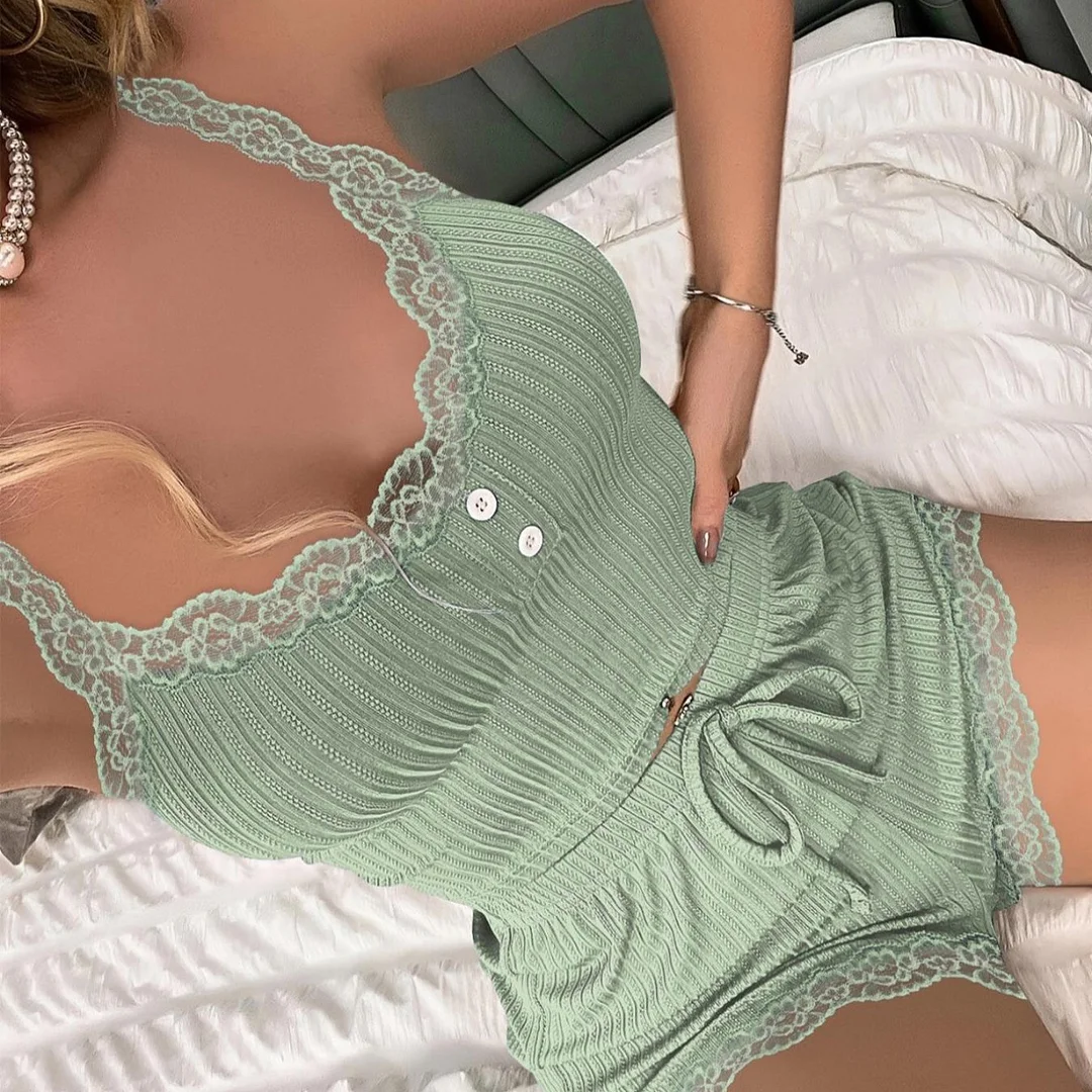 Brownm Homewear Women Pure Color Sexy Casual Sling Vest Shorts Sexy Ribs Pits Home Pajamas