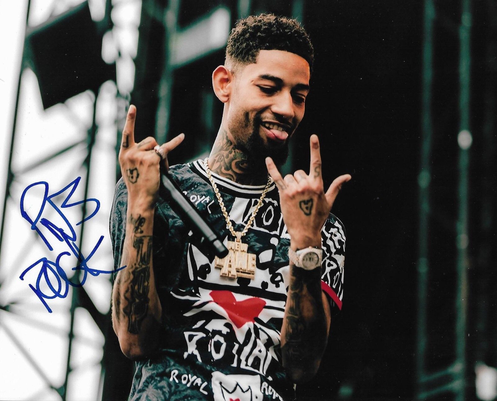 PNB ROCK signed auto RAPPER 8X10 Photo Poster painting (KODAK BLACK, YOUNG THUG, WIZ) w/ COA