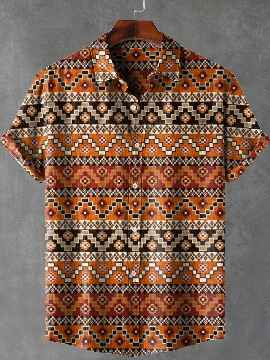 Africa Tribal Stripes Art Print Casual 100% Cotton Shirt
