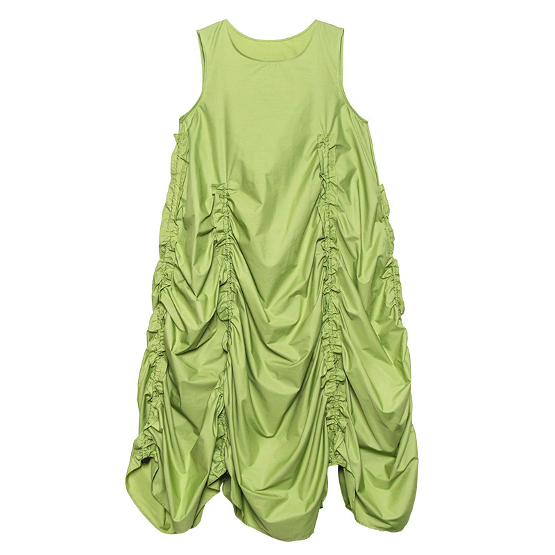Niche Design Pleated Sleeveless Dress