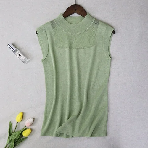 Sexy Women Top Fashion Women White Shirt Sexy Street Style Ladies Tops Tank Tops Knitted Solid Wild Ice Silk Knitting 2922 50