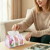 DIY PU Diamond Painting Tissue Box Kit Desktop Tissue Holder with Rhinestone Diamond Desk Decorative Tissue Box for Adults Desktop Storage Organizer (flowers)