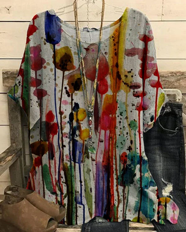 Women's Floral Pattern Loose Top