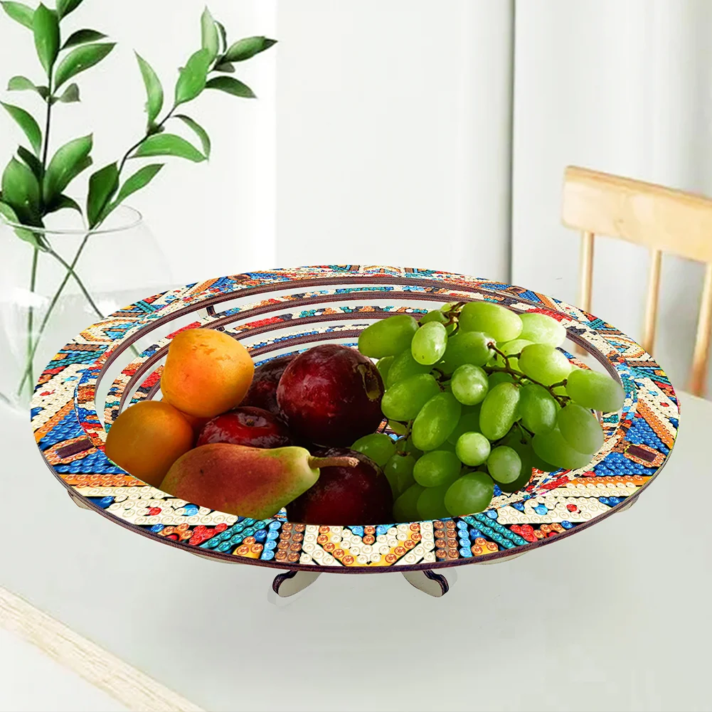 DIY Diamond Painting Wooden Serving Tray Decorative Diamond Painting Dining Plate
