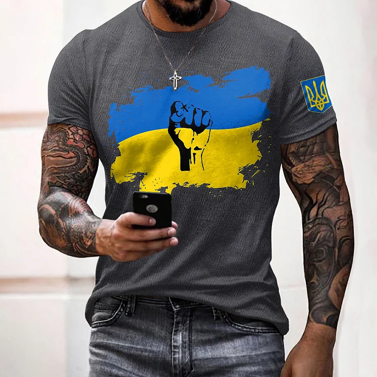 Simpfit Herren T-Shirt mit Aufdruck „Verteidige die Ukraine“