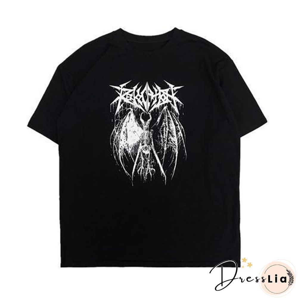 Gothic T Shirt Couple Clothes Skeleton Graphic Tshirt For Woman Crew Neck Tops Short Sleeve Tee Anime Harajuku Clothing