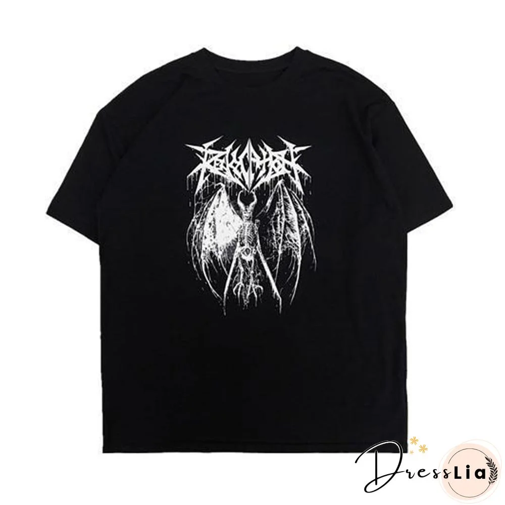 Gothic T Shirt Couple Clothes Skeleton Graphic Tshirt For Woman Crew Neck Tops Short Sleeve Tee Anime Harajuku Clothing