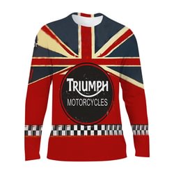 Triumph 3D Print Retro Crew Neck Men's Long Sleeve T-shirts-VESSFUL