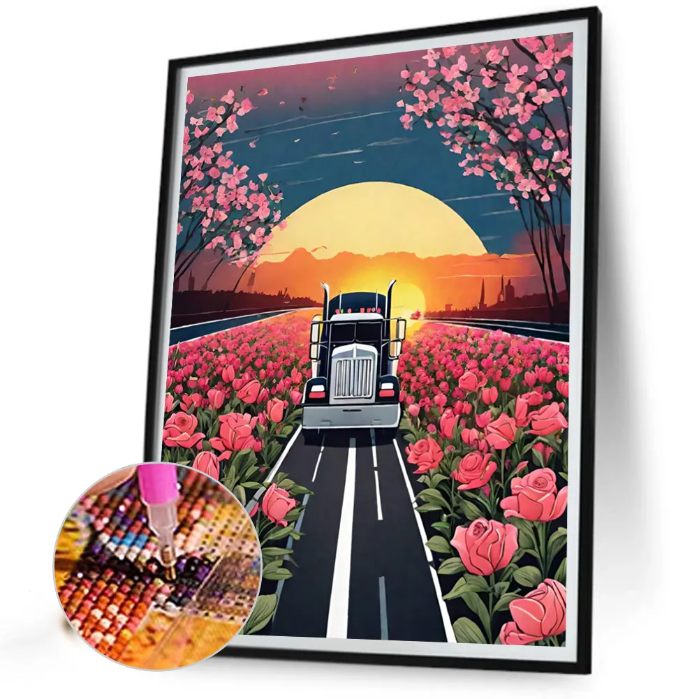 Full Round Diamond Painting 40*50cm - Road Cars