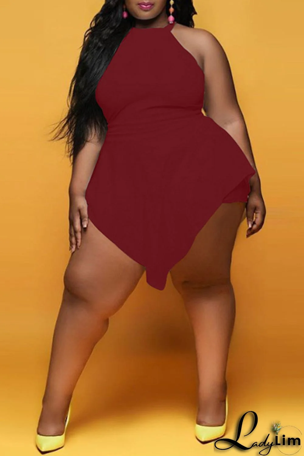 White Fashion Casual Solid Split Joint Asymmetrical O Neck Plus Size Romper