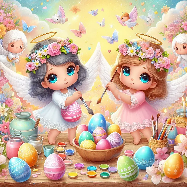 Full Round Diamond Painting - Angel And Easter Egg 30*30CM