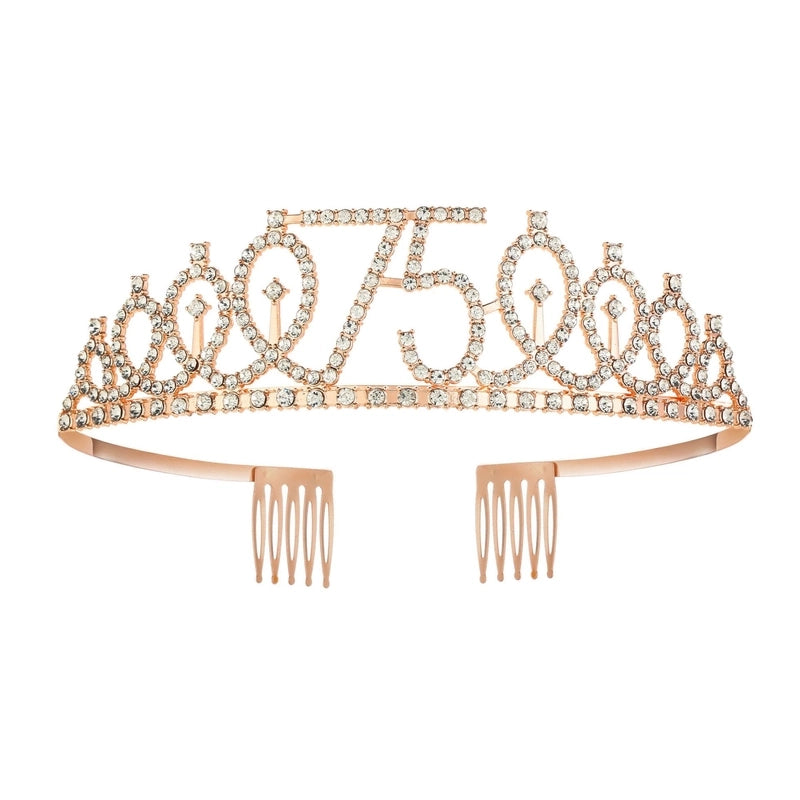 Women’s IG Style Shiny Number Crown Alloy Hollow Out Inlay Rhinestones Crown