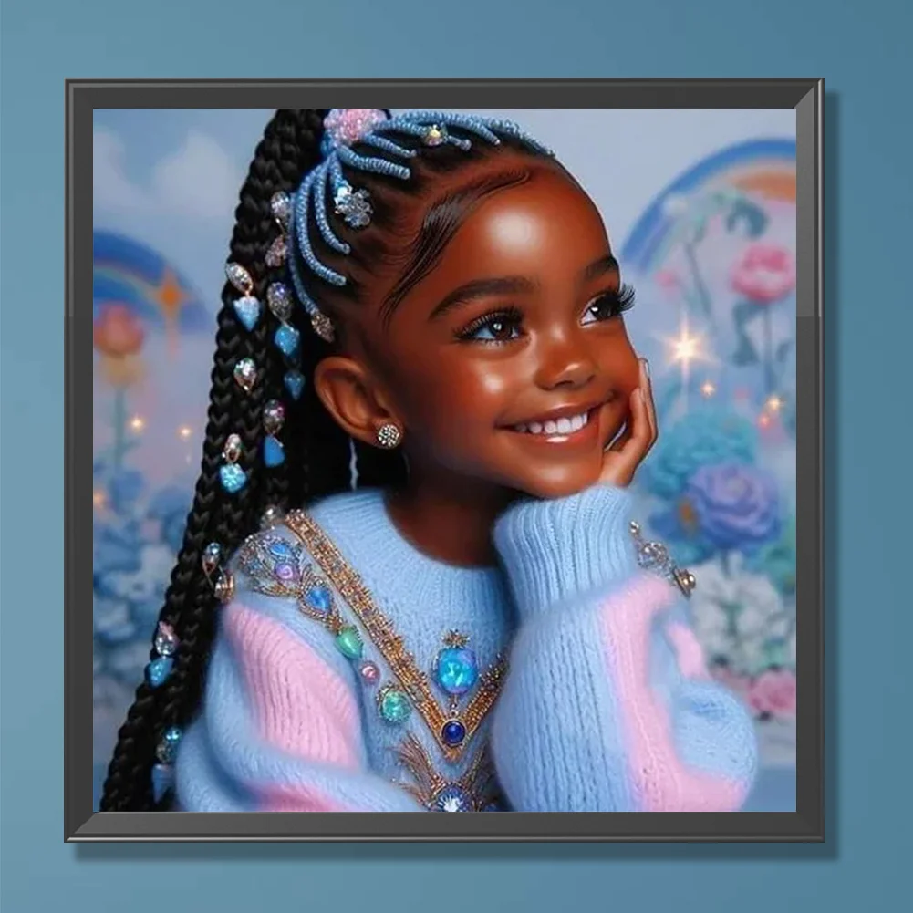 Diamond Painting - Full Round Drill - Black Girl(Canvas|30*30cm)