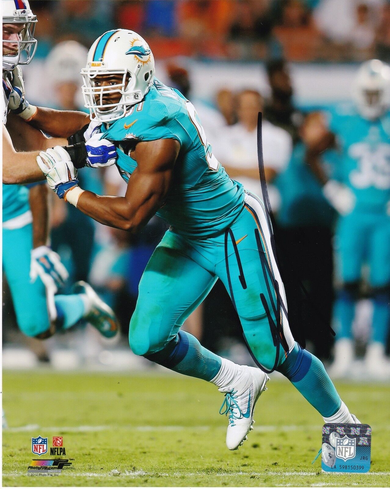 CAMERON WAKE MIAMI DOLPHINS ACTION SIGNED 8x10