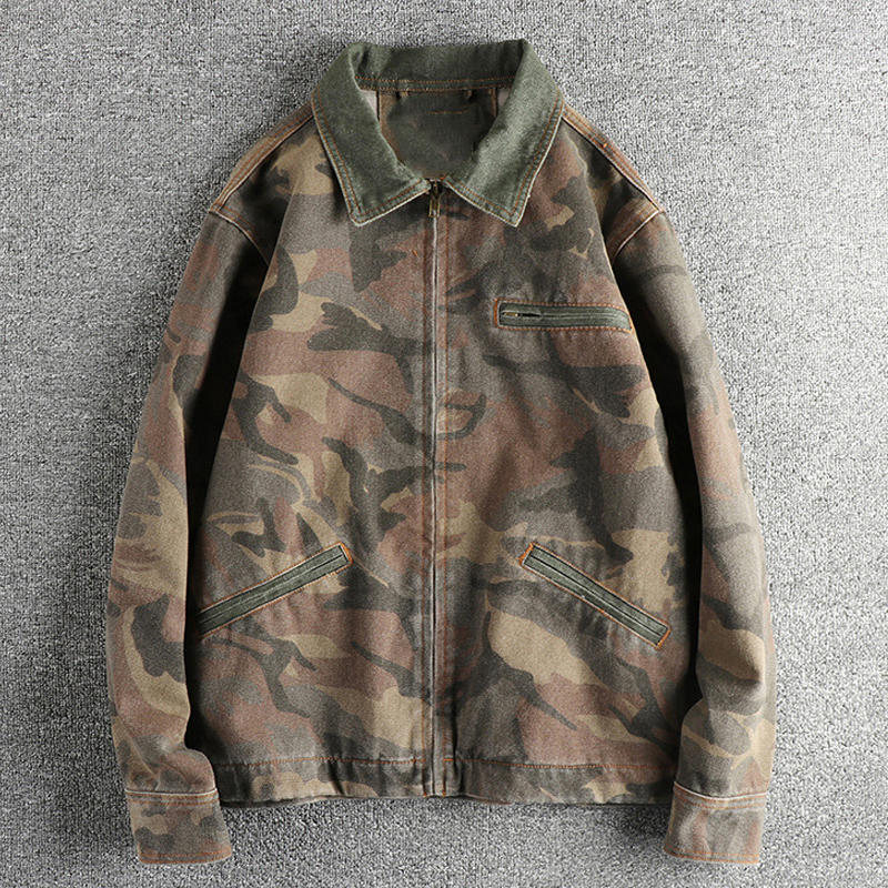 Men's Vintage Cargo Camouflage Zip-Up Jacket