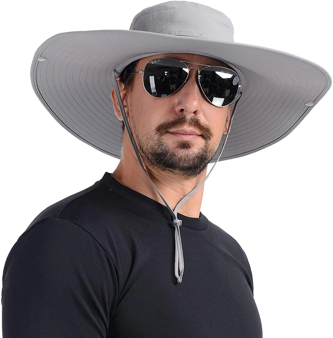 Flat Super Wide Brim Fishing Hat Bucket Hat, Safari Hat UPF 50+ Sun Hat