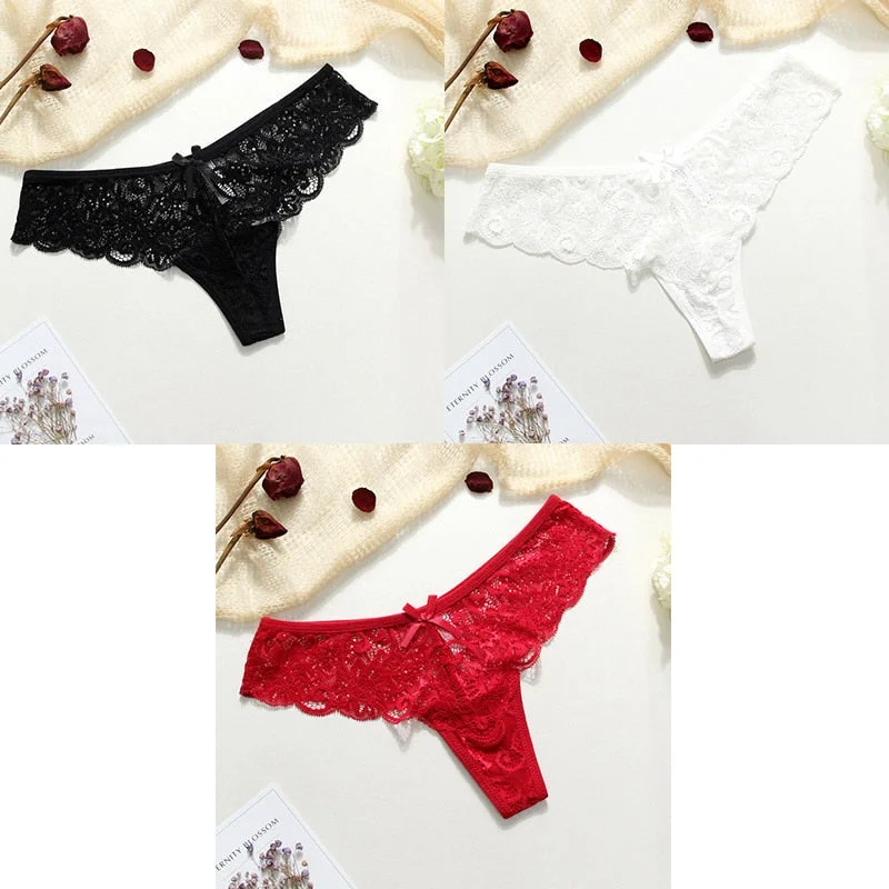 3pcs Sexy Underwear Woman Thongs Panties Lace G-String T-back Female Underwear Sexy Lace Thongs Underpants Panties For Woman