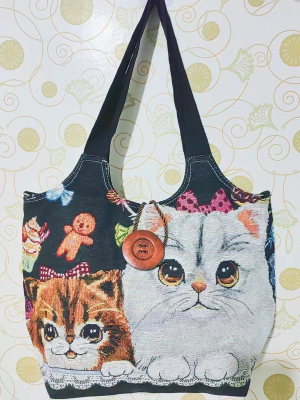 Women’s Large Canvas Elephant Ethnic Style Square Zipper Shoulder Bag