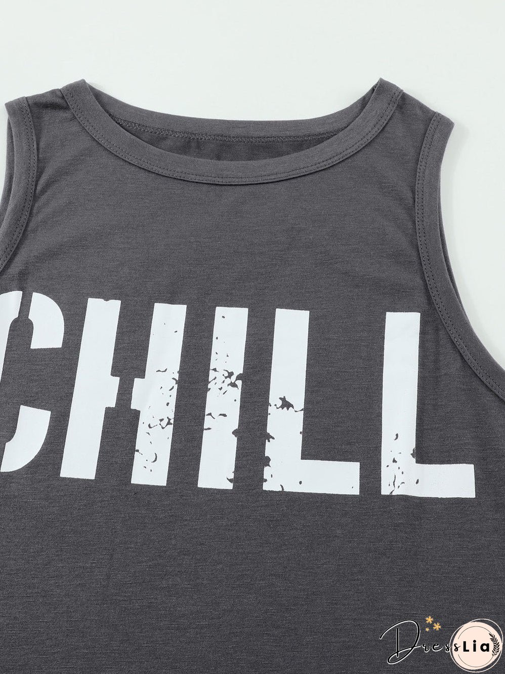Loose Fit Women'S Slogan Printed Sleeveless Top