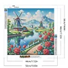 Moulin &agrave; vent et fleurs-perceuse ronde peinture diamant-50*50cm