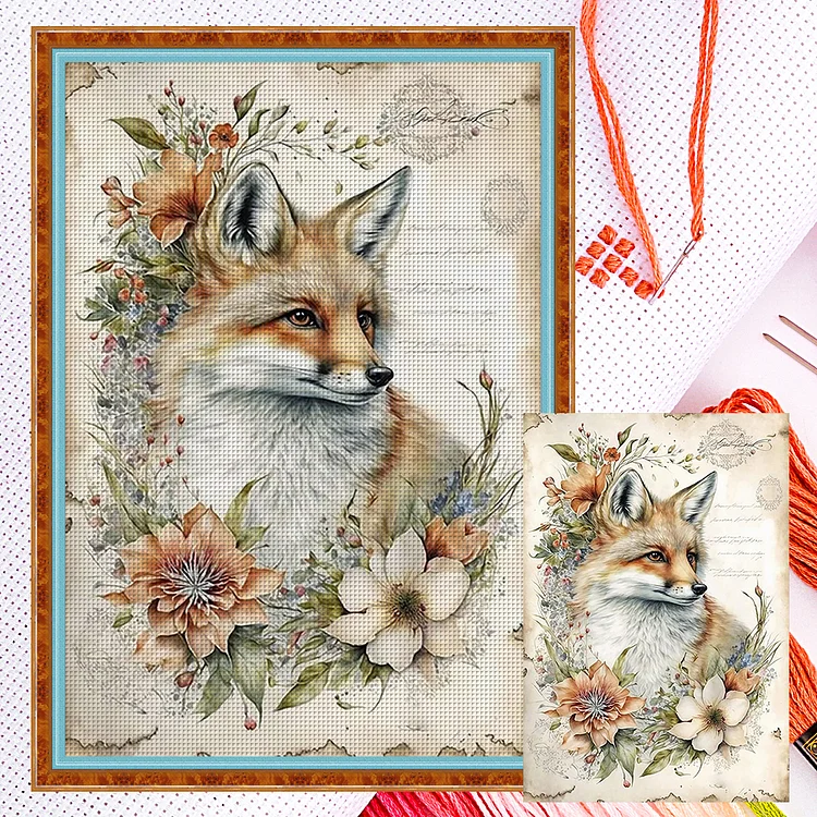 【Huacan Brand】Retro Poster - Fox 11CT Counted Cross Stitch 40*60CM