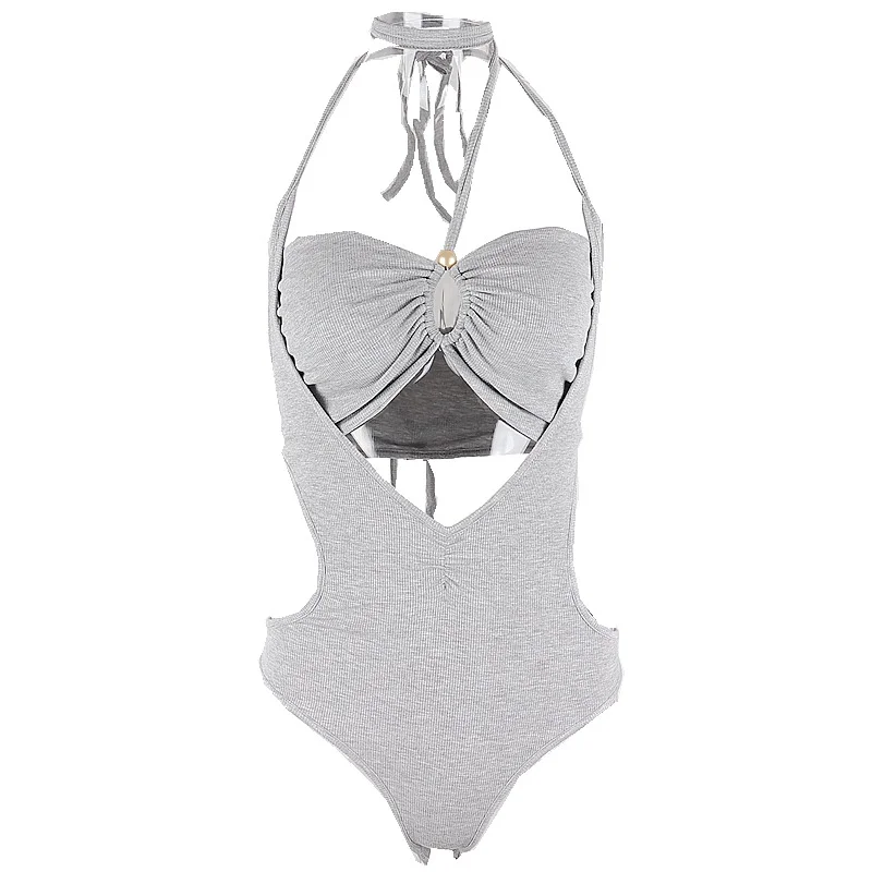 Uveng Uveng Popular Sexy Metal Decoration Hollow Wrapped Chest Hanging Neck Band Suit