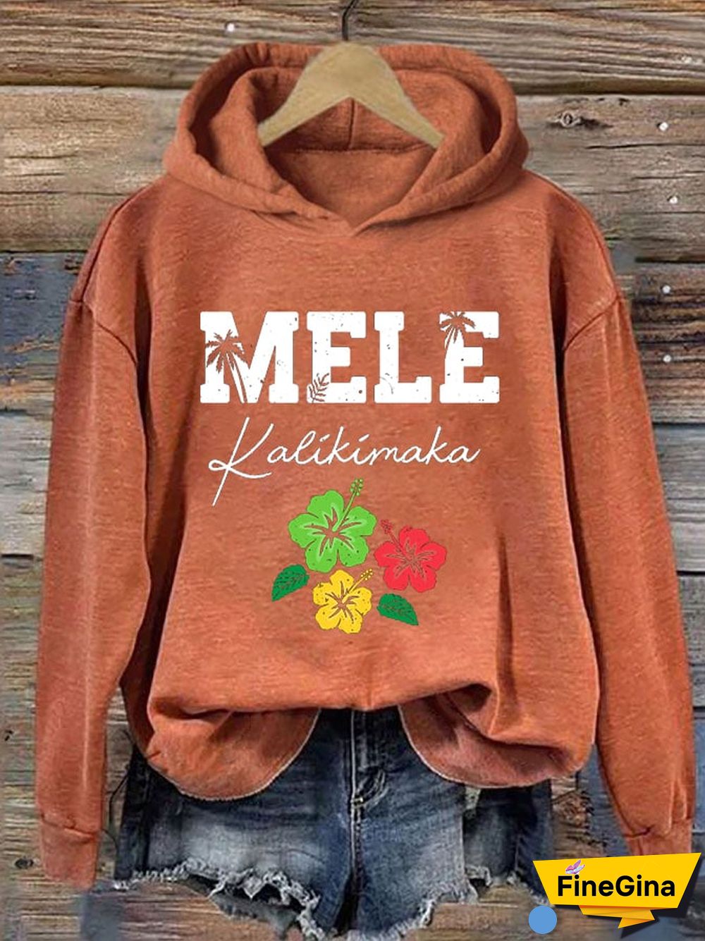 Women's Hawaiian Christmas Mele Kalikimaka Hibiscus Palm Tree Hoodie