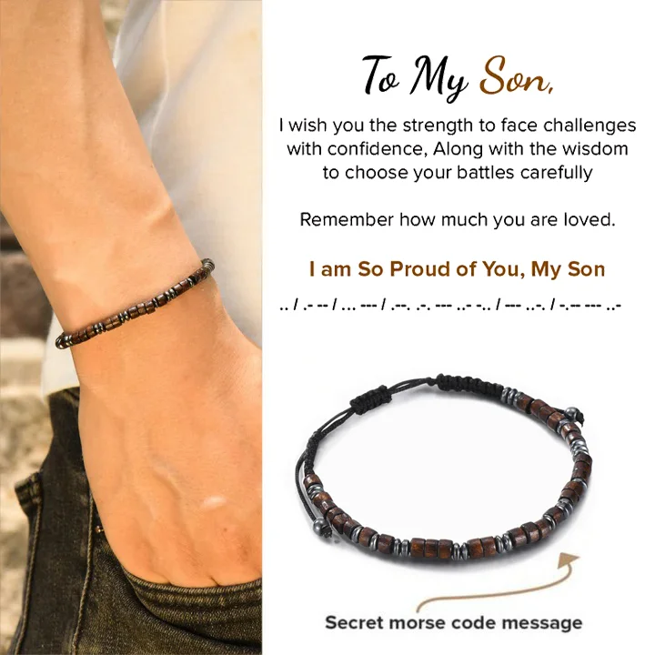 To My Son I Am So Proud of You Morse Code Bracelet Birthday Graduation Gift