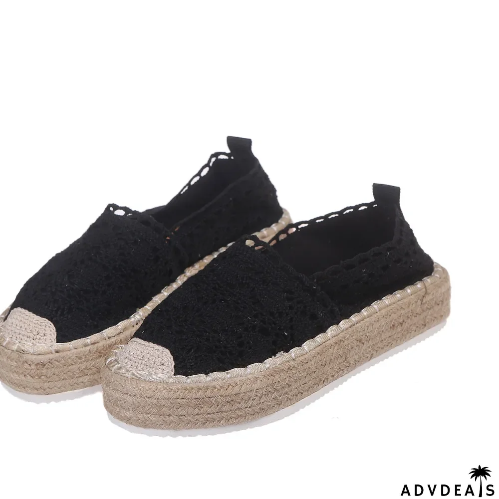 Women's Lace Hollow Sandals Thick Sole Round Toe Casual Shoes