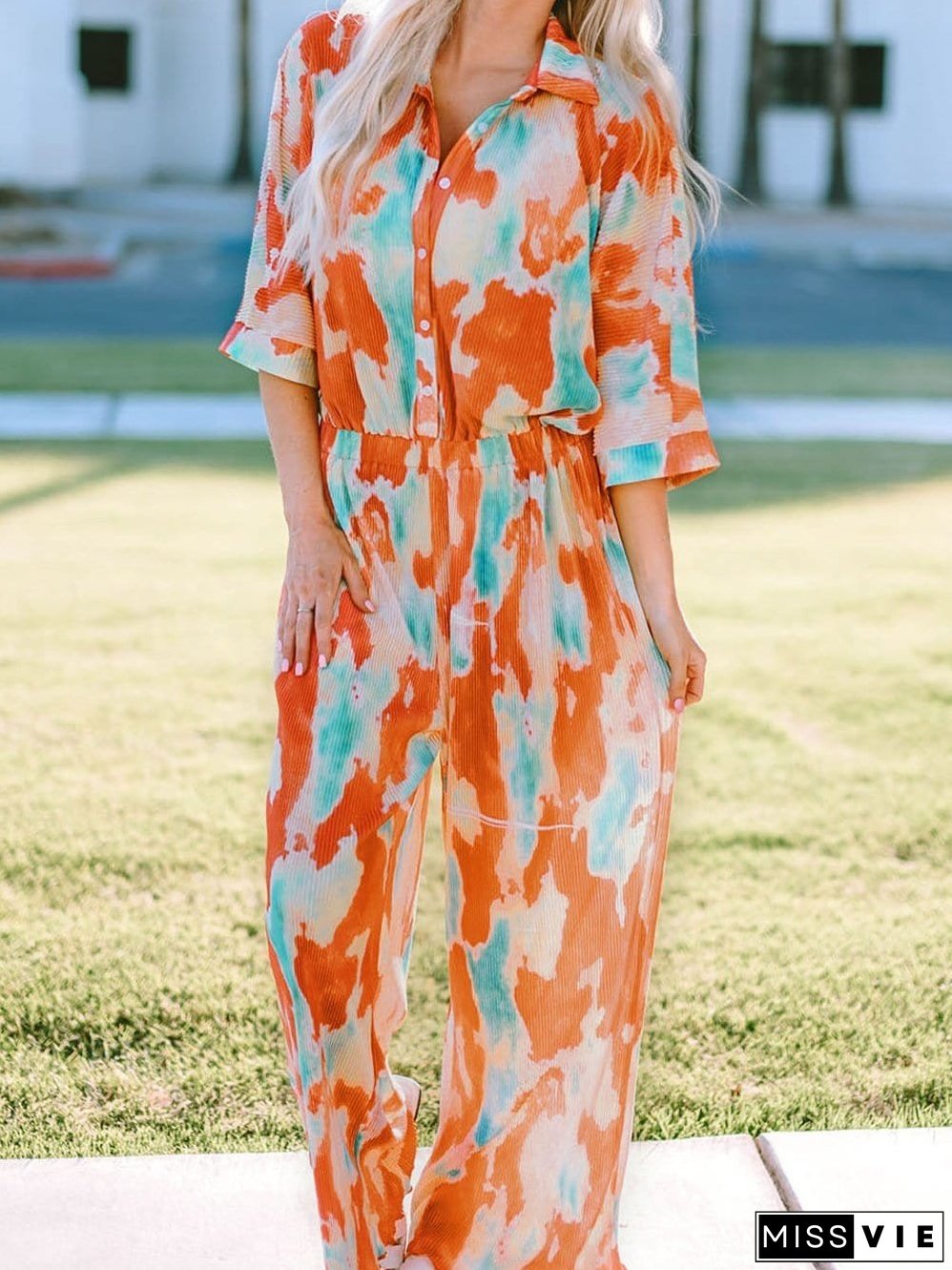 Casual Multicolor Printed Button Shirt Dress