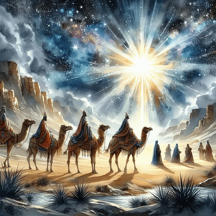 Nativity Of Jesus On Desert Camel 30*30CM (Canvas) Full Round Drill Diamond Painting gbfke