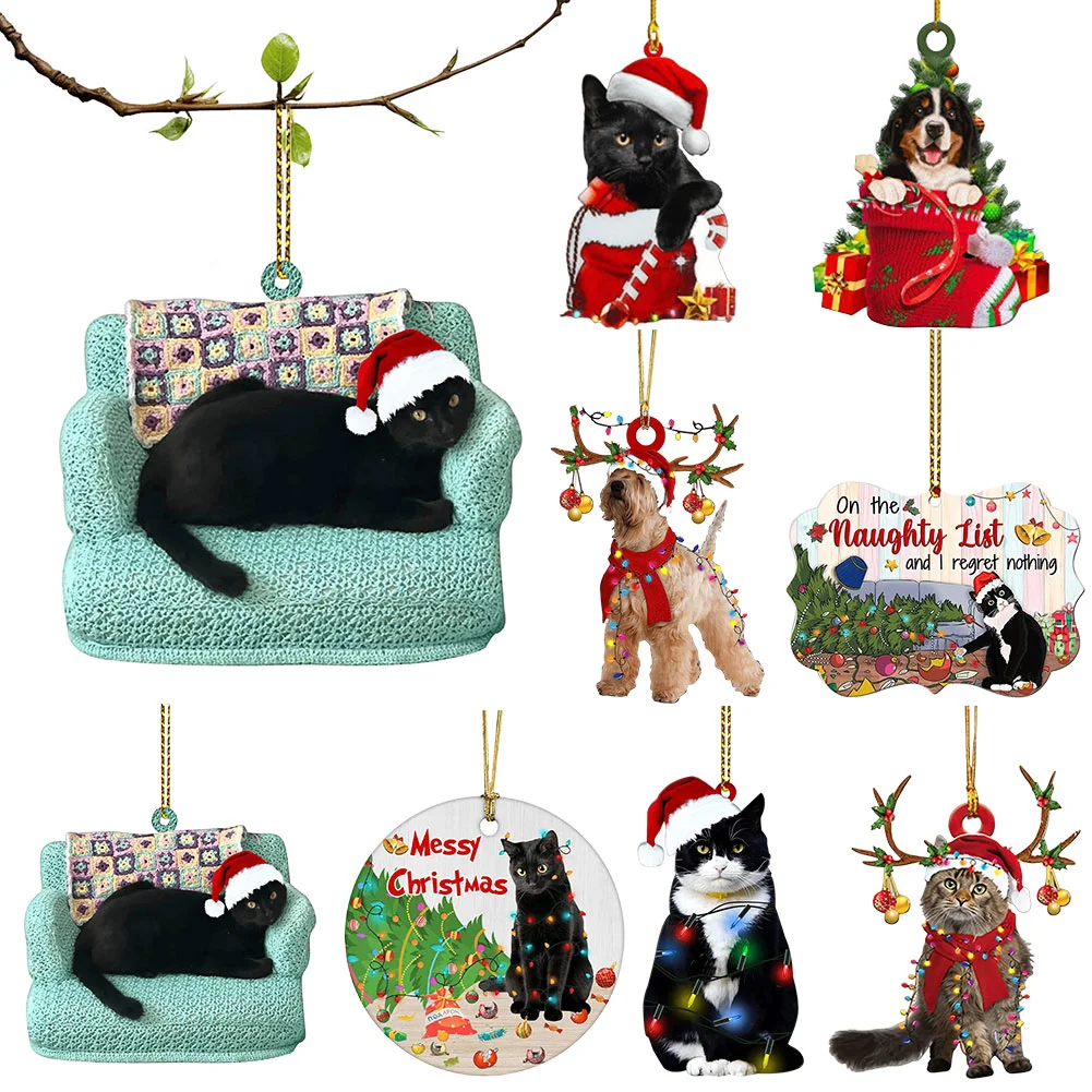 Xmas Tree Hanging Animal Pendants Cute Christmas Decorations for Cat/Dog Lover