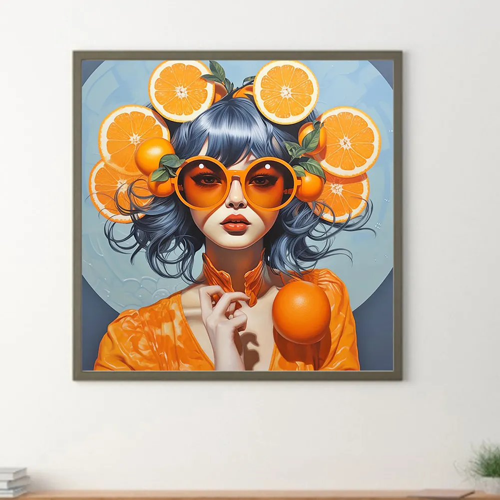 Full Round Diamond Painting 40*40cm - Orange Girl