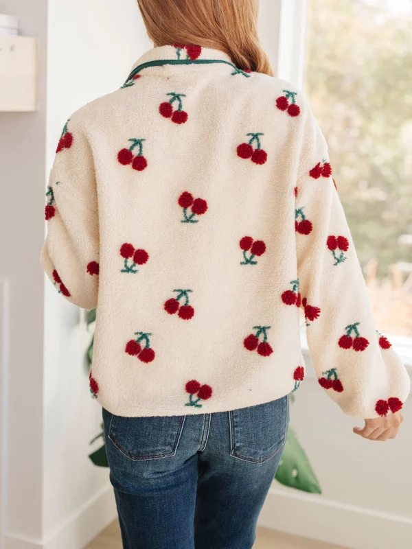 Cute Cherry Tree Fleece Pullover Tops