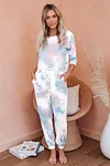 Tie-dye Printed Long-sleeved Trousers Split Casual Suit