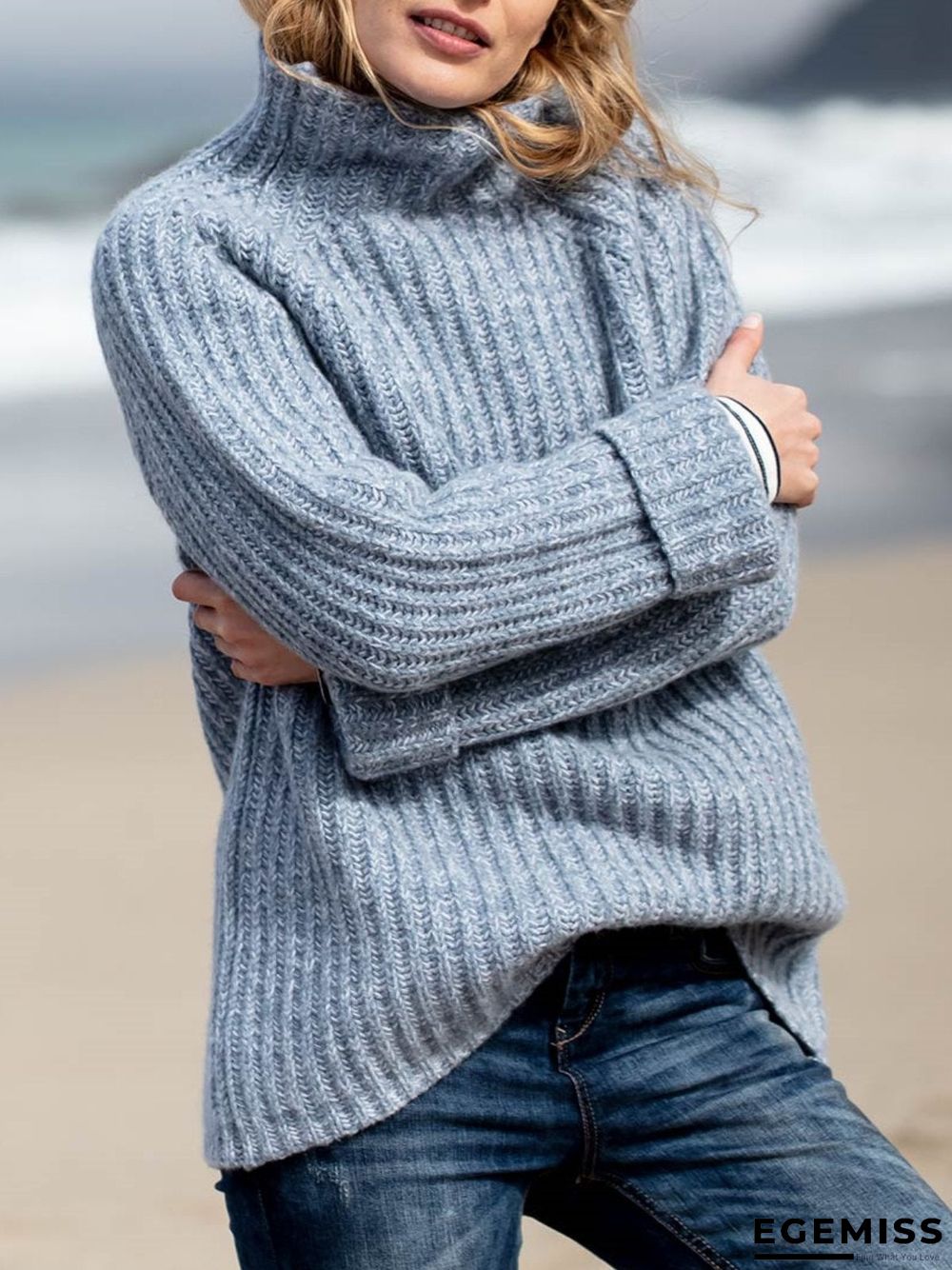 Casual Shift Round Neck Plain Sweater | EGEMISS