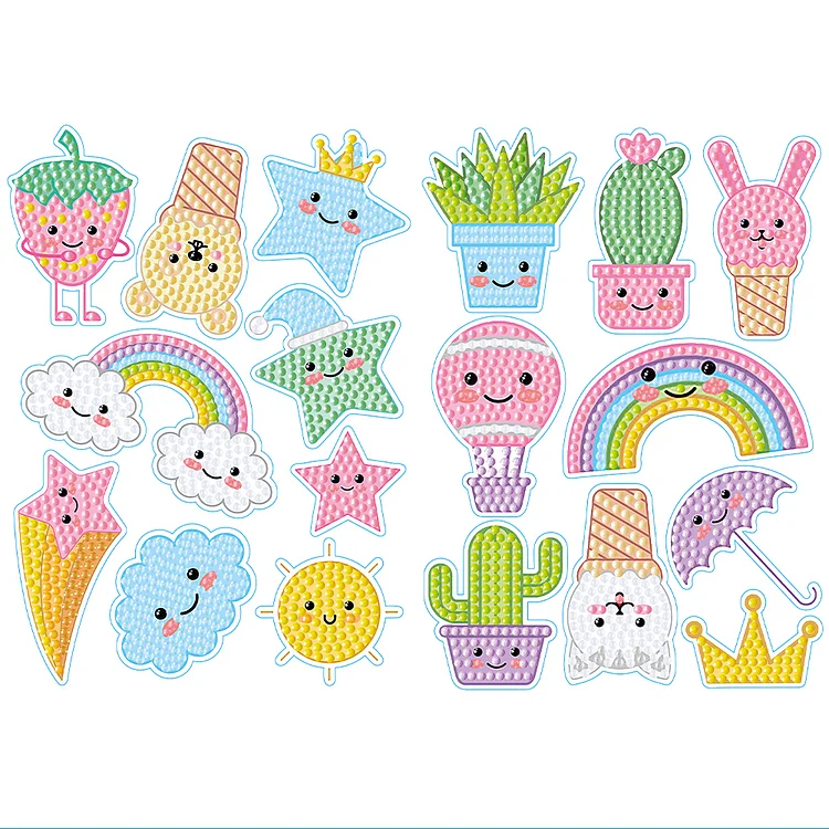 【Free Sticker】2pcs Dot Drill Sticker Cartoon Pattern DIY Art Craft for Kids Adult Gift Rewards gbfke