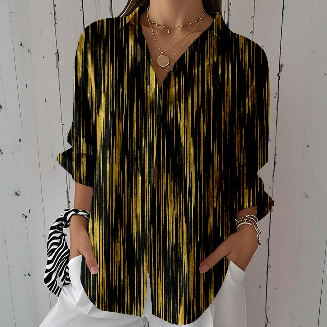 Women Long Sleeve V-neck Graphic Floral Printed Top