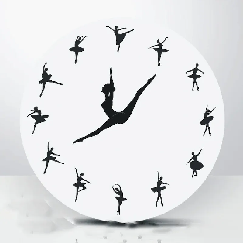 Hand-assembled dancing girl wall clock, acrylic decorative space clock, minimalist home decor accessory，Silhouette art style clock eltralife