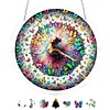 (18.5cm)DIY Acrylic Jigsaw Puzzle Window Hanging with Hanging Chain DIY Stained Glass Decoration Round Window Puzzle Decor for DIY Craft Project (Butterfly Beauty)
