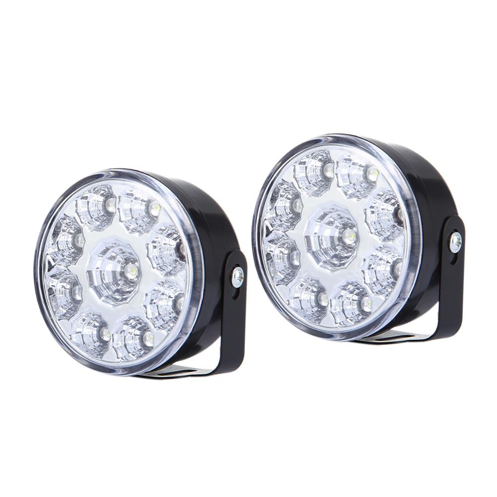 

1 Pair White 12V 9 LED Round Daytime Running Light DRL Car Fog Day Driving, 501 Original