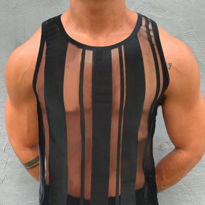 Men's Vertical Mesh See-through Vest-inspireuse