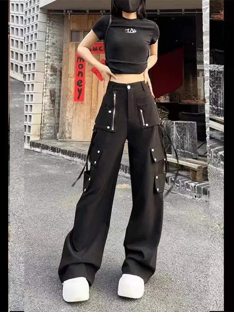 Black Gothic Y2K Cargo Denim Pant