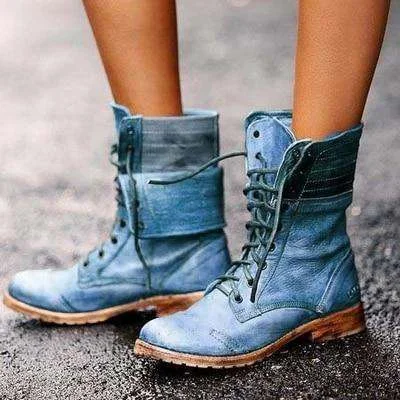 Lace-up Women Motorcycle Boots