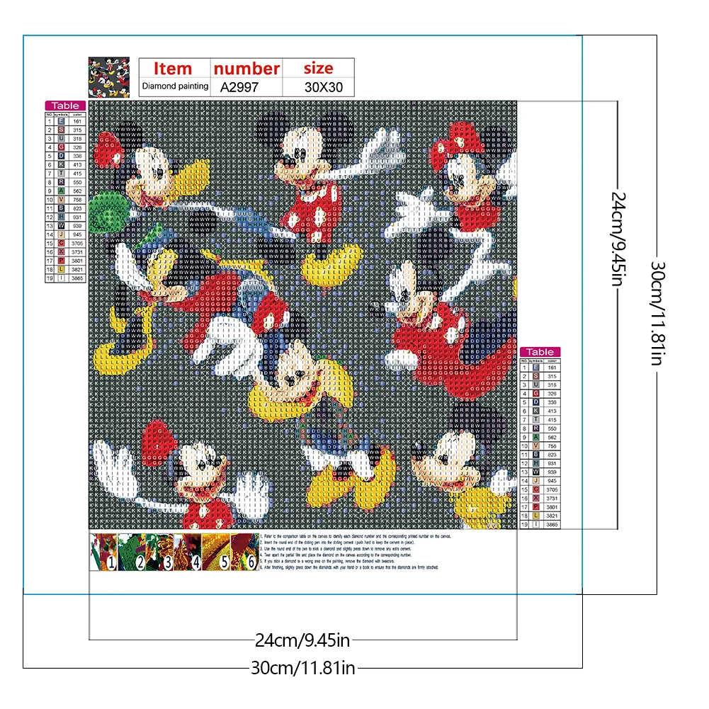 Full Round Diamond Painting 30*30cm - Disney Mickey Minnie