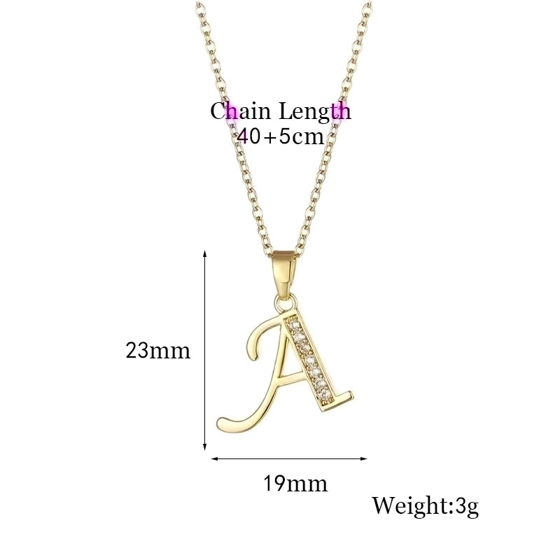 Stainless Steel Titanium Steel 18K Gold Plated Fashion Plating Inlay Letter Zircon Pendant Necklace